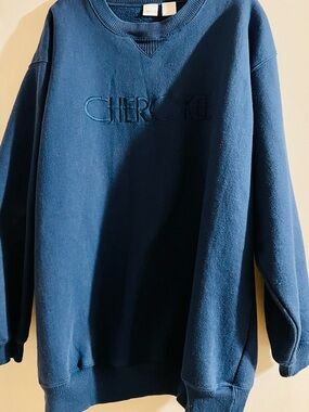 Cherokee Men's Dark Blue Embroidered Crewneck Sweatshirt XL